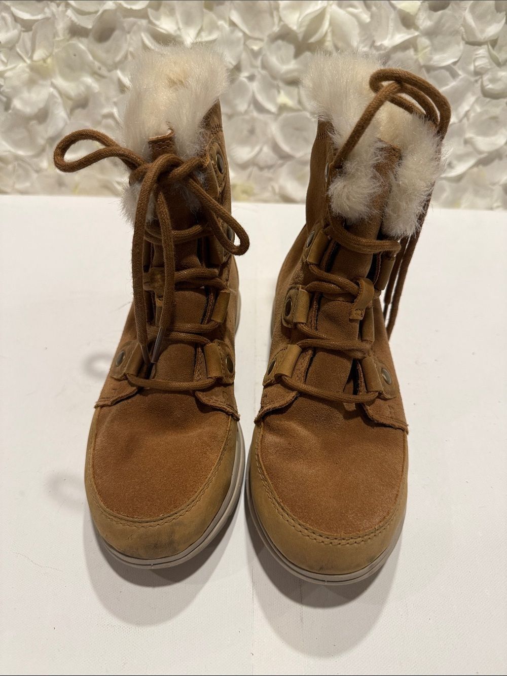 Sorel Brown Suede Lace-Up Faux-Fur Ankle Boots